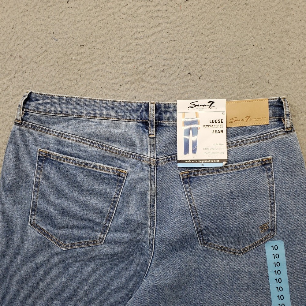 Seven7 Jeans Womens 10 Blue Denim Stretch 5-Pocket High Rise Loose Straight Leg - Picture 11 of 11